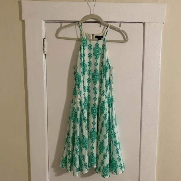 Aqua Green and White Design Dress Size Small - Picture 1 of 9